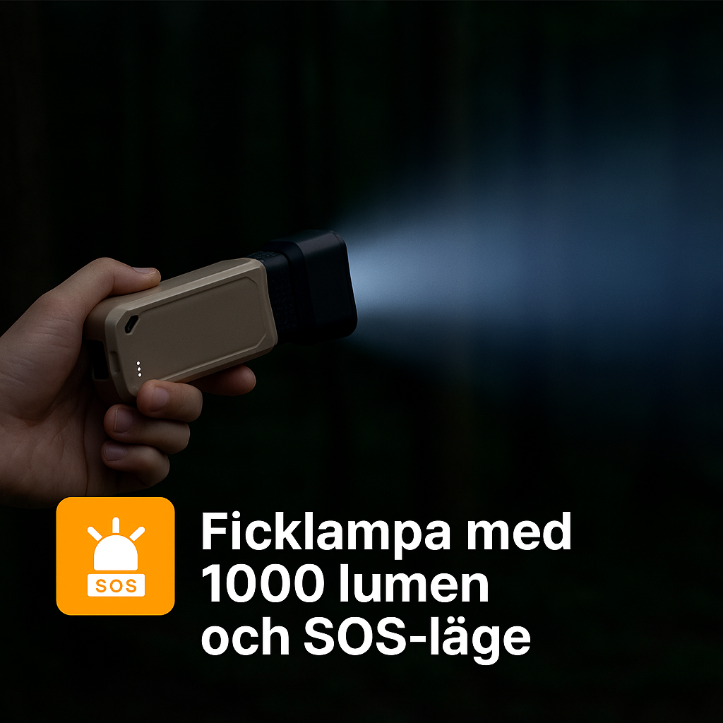 3-in-1 Myggdosa, 9600 mAh Powerbank & Ficklampa