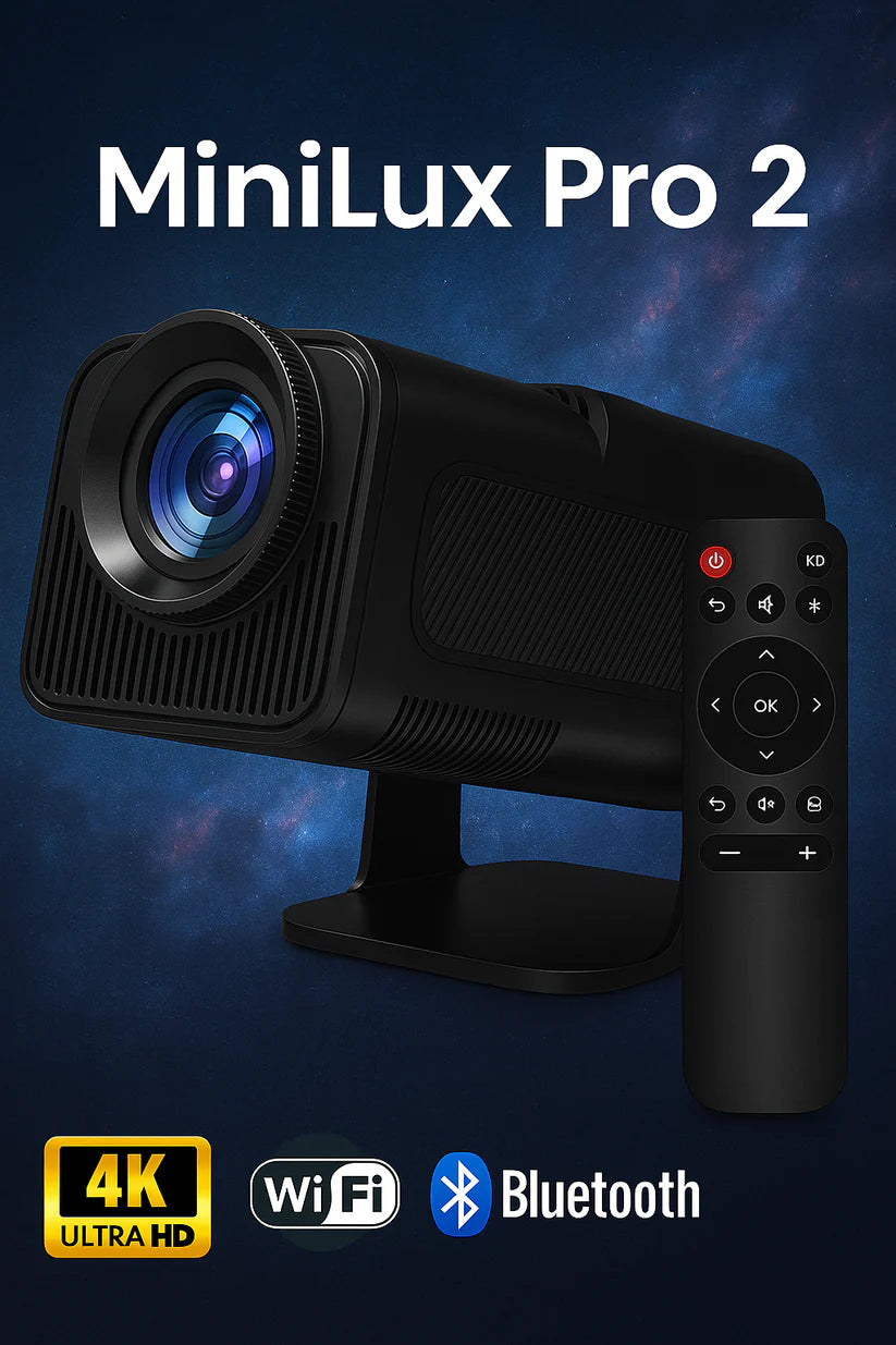 MiniLux Pro 2 - Smart Miniprojektor med Bluetooth och WiFi, Vit (2025 Modell)
